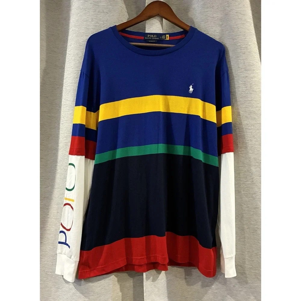 Polo Ralph‎ Lauren Striped Colorful Long sleeve T Shirt Size Large